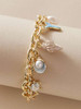 1pc Shell & Faux Pearl Chain Bracelet