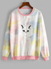 Tie Dye Funny Cat Oversized Drop Shoulder Sweatshirt