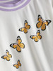 Drop Shoulder Butterfly Print Colorblock Sweatshirt