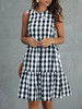 Buffalo Plaid Sleeveless Ruffle Hem Babydoll Dress
