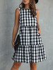 Buffalo Plaid Sleeveless Ruffle Hem Babydoll Dress