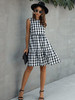 Buffalo Plaid Sleeveless Ruffle Hem Babydoll Dress