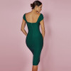 Green Off-Shoulder Knee Length Bandage Dress