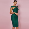 Green Off-Shoulder Knee Length Bandage Dress