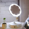 LED Lighted Makeup Mirror Adjustable Stand Desk Tri-fold with Storage Box Organizer 10X Magnifying Mirror