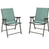 Set of 2 Folding Chairs Sling Bistro Set Outdoor Patio Furniture Space Saving
