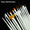 Nail Art Brushes Set,15pcs White Decorations Gel Painting Pen Nail Brush, Professional Nail Equipment Drawing Tool