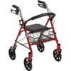 Drive Medical Four Wheel Walker Rollator with Fold Up Removable Back Support, Red