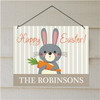 Personalized Bunny Holding Carrot Easter Wall Sign