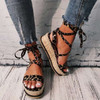 Snake Sandals Platform Heels Cross Strap Ankle Lace Peep Toe