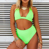Sexy High Waist Dot Print Halter Push Up Bikini set