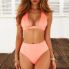 Sexy High Waist Dot Print Halter Push Up Bikini set