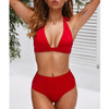 Sexy High Waist Dot Print Halter Push Up Bikini set
