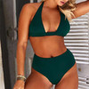 Sexy High Waist Dot Print Halter Push Up Bikini set