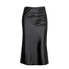 Casual Silk Black Knee-Length Office Lady High Waist Elegant Satin Skirt
