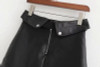 Sexy Asymmetry fur leather Zipper punk rock belt mini skirt
