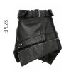Sexy Asymmetry fur leather Zipper punk rock belt mini skirt