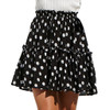 Fashion Polka Dot Print Ruffles A-Line Pleated Lace Up Short SKirt