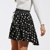 Fashion Polka Dot Print Ruffles A-Line Pleated Lace Up Short SKirt