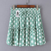 Fashion Polka Dot Print Ruffles A-Line Pleated Lace Up Short SKirt