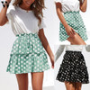Fashion Polka Dot Print Ruffles A-Line Pleated Lace Up Short SKirt
