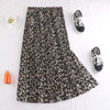 Pleated Skirt With Leopard Snake Print Maxi Skirt Female