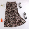 Pleated Skirt With Leopard Snake Print Maxi Skirt Female