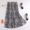 Pleated Skirt With Leopard Snake Print Maxi Skirt Female