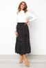Dots Floral Print Pleated Midi Skirt