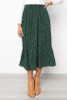 Dots Floral Print Pleated Midi Skirt