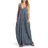 V Neck Loose Cotton Linen  Striped Maxi Long Dress V Neck Loose Cotton Linen  Striped Maxi Long Dress