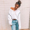Pullover Knitted Contrast Lace Up V Neck Loose Oversized Knit Sweater Pullover Knitted Contrast Lace Up V Neck Loose Oversized Knit Sweater
