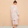 Floral Print Cami Pajama Set With Robe Casual Sleepwear