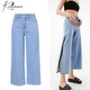 High Waist Women Flare Jeans Bell Bottom Ripped Jeans