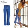 High Waist Women Flare Jeans Bell Bottom Ripped Jeans