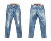 Plus Size Ripped Hole Bleached Mid Waist Ankle Length Vintage Stretch Loose Harem Jeans