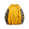 Fashion Round Neck Plaid Patchwork Knitted Casual Male Sweater