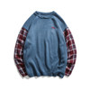 Fashion Round Neck Plaid Patchwork Knitted Casual Male Sweater