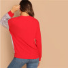 Modern Contrast Sequin Round Neck Women Sweatshirts