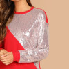Modern Contrast Sequin Round Neck Women Sweatshirts