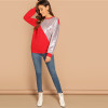 Modern Contrast Sequin Round Neck Women Sweatshirts