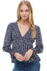 Ditsy Floral Smock Hem Sleeve Neck Blouse