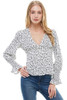 Ditsy Floral Smock Hem Sleeve Neck Blouse