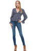 Ditsy Floral Smock Hem Sleeve Neck Blouse