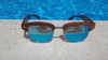 Real Sandalwood Sunglasses, Ice Blue Polarized Lenses, Handcrafted