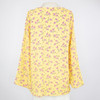 V-neck Floral Print Long Sleeve Blouse - Yellow