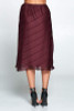 Wine Midi Skirt with Metallic Detail