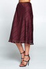 Wine Midi Skirt with Metallic Detail