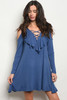Ruffled Accented Long Sleeve Dress