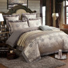 Gold Luxury Silk Satin Jacquard Duvet Cover 4 piece Bedding Set
